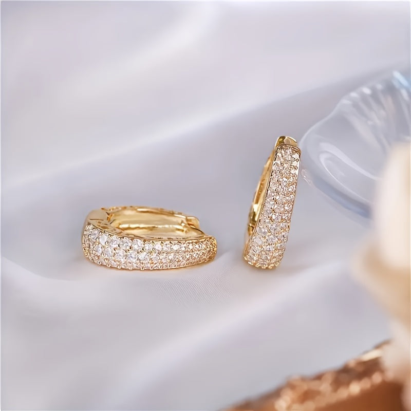 Full Sparkling Zirconia Golden Hoop Earrings