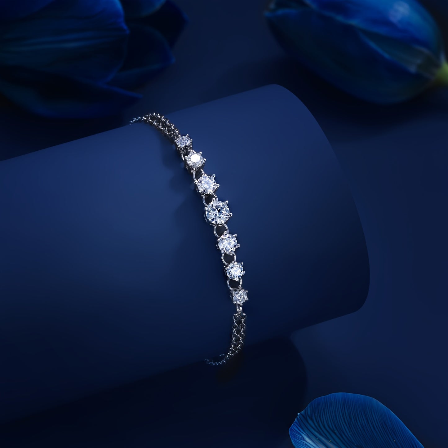 S925 Sterling Silver Moissanite Charm Bracelet