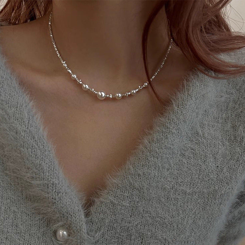 S925 Sterling Silver Imitation Pearl Necklace
