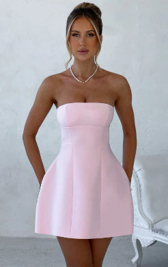 Fashion Tube Dress Summer Solid Color Casual Backless Slim Short Dresses