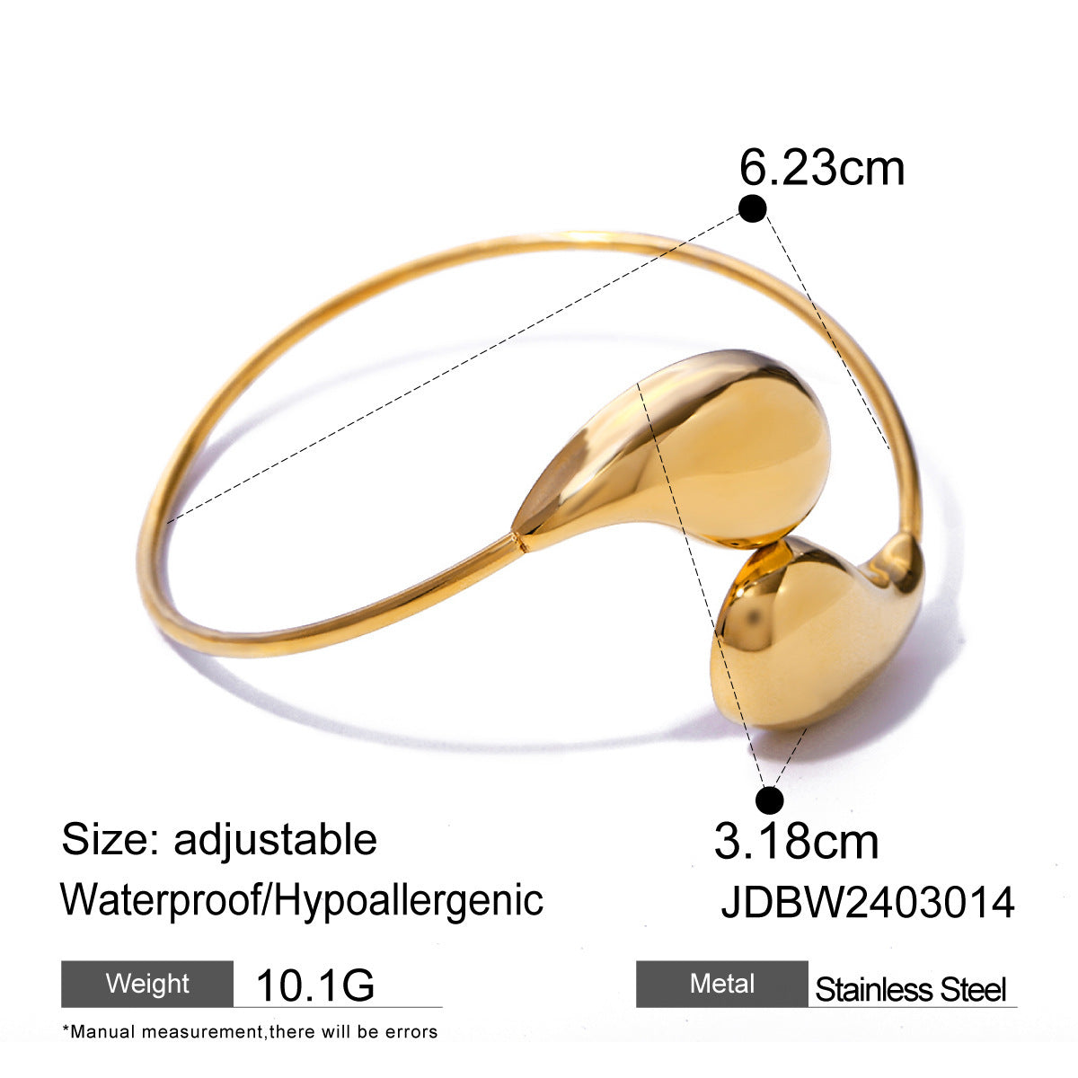 Metallic Irregular Water Drop Twist Adjustable Bangles For Women