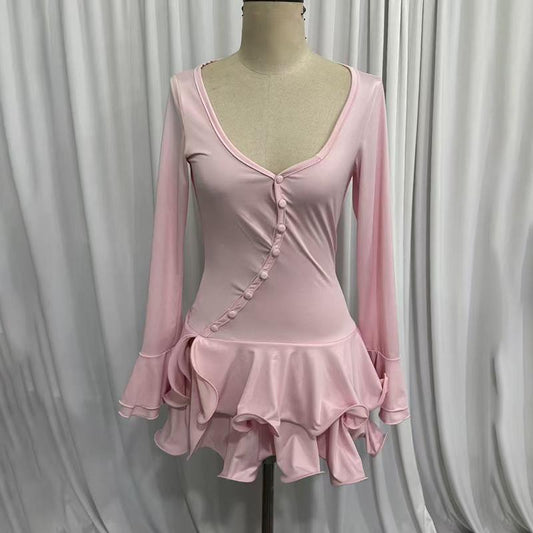 Womens Irregular V Neck Bodycon Mini Dress