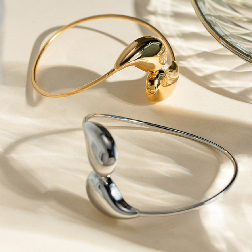 Metallic Irregular Water Drop Twist Adjustable Bangles For Women