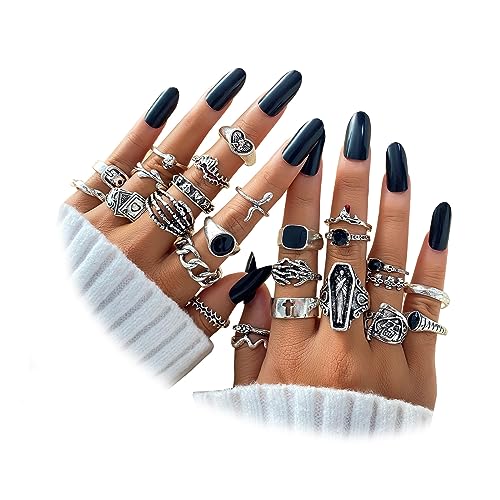 IFKM 25PCS Vintage Silver Knuckle Ring Set