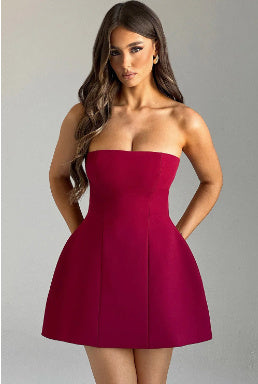 Fashion Tube Dress Summer Solid Color Casual Backless Slim Short Dresses