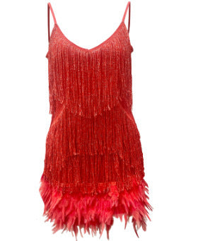 Women V Neck Spaghetti Strap Stitching Dresses