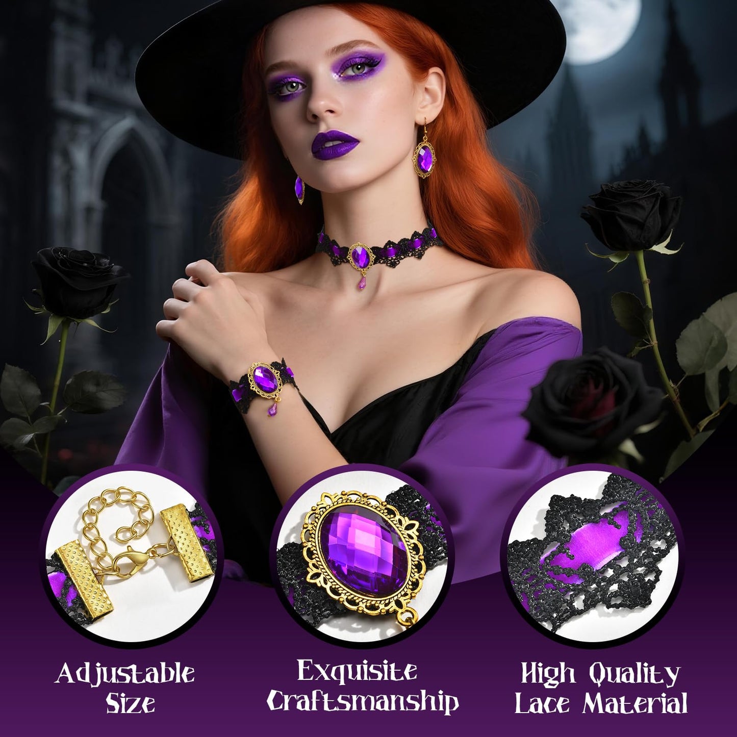 Halloween Goth Witch Jewelry Set