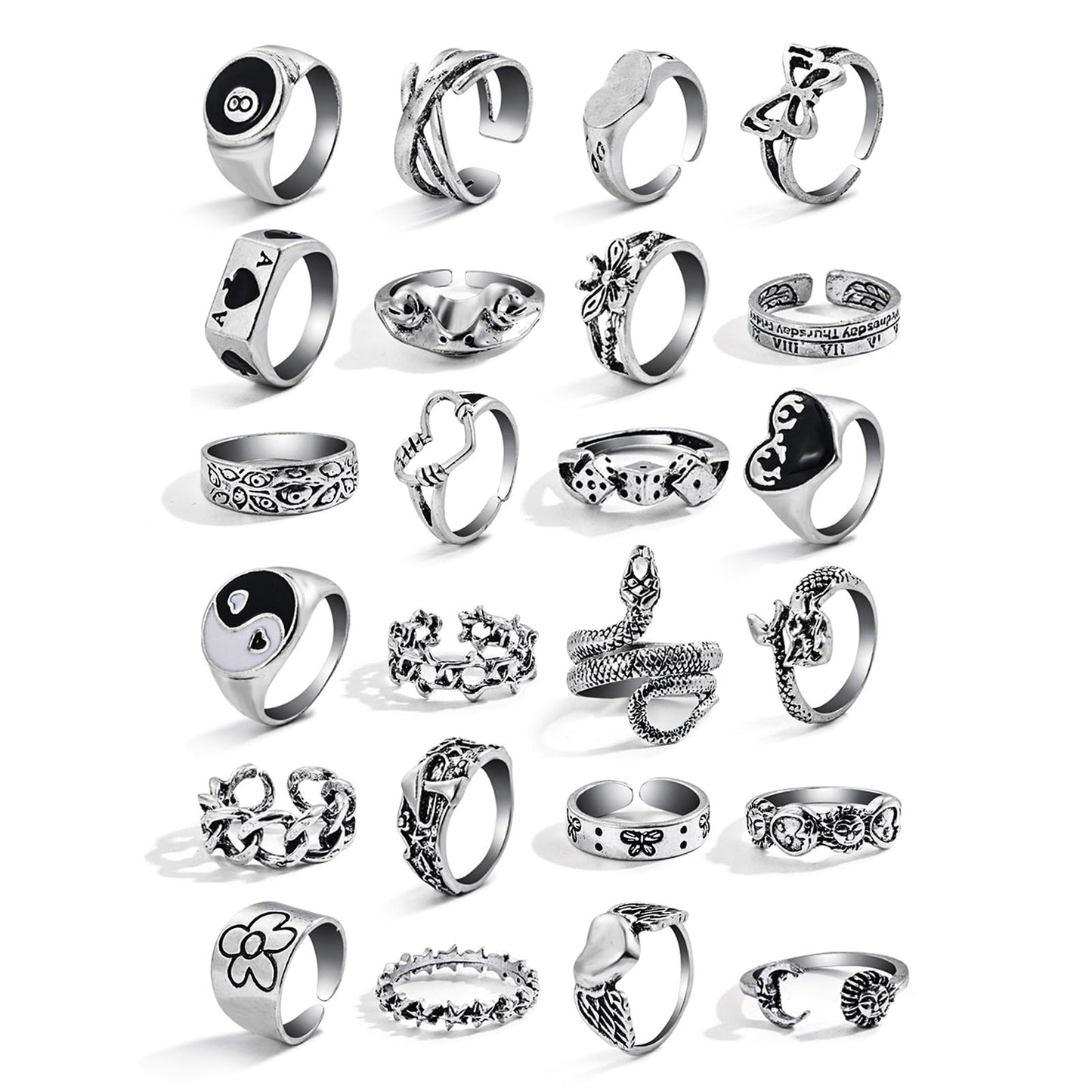 IFKM 25PCS Vintage Silver Knuckle Ring Set