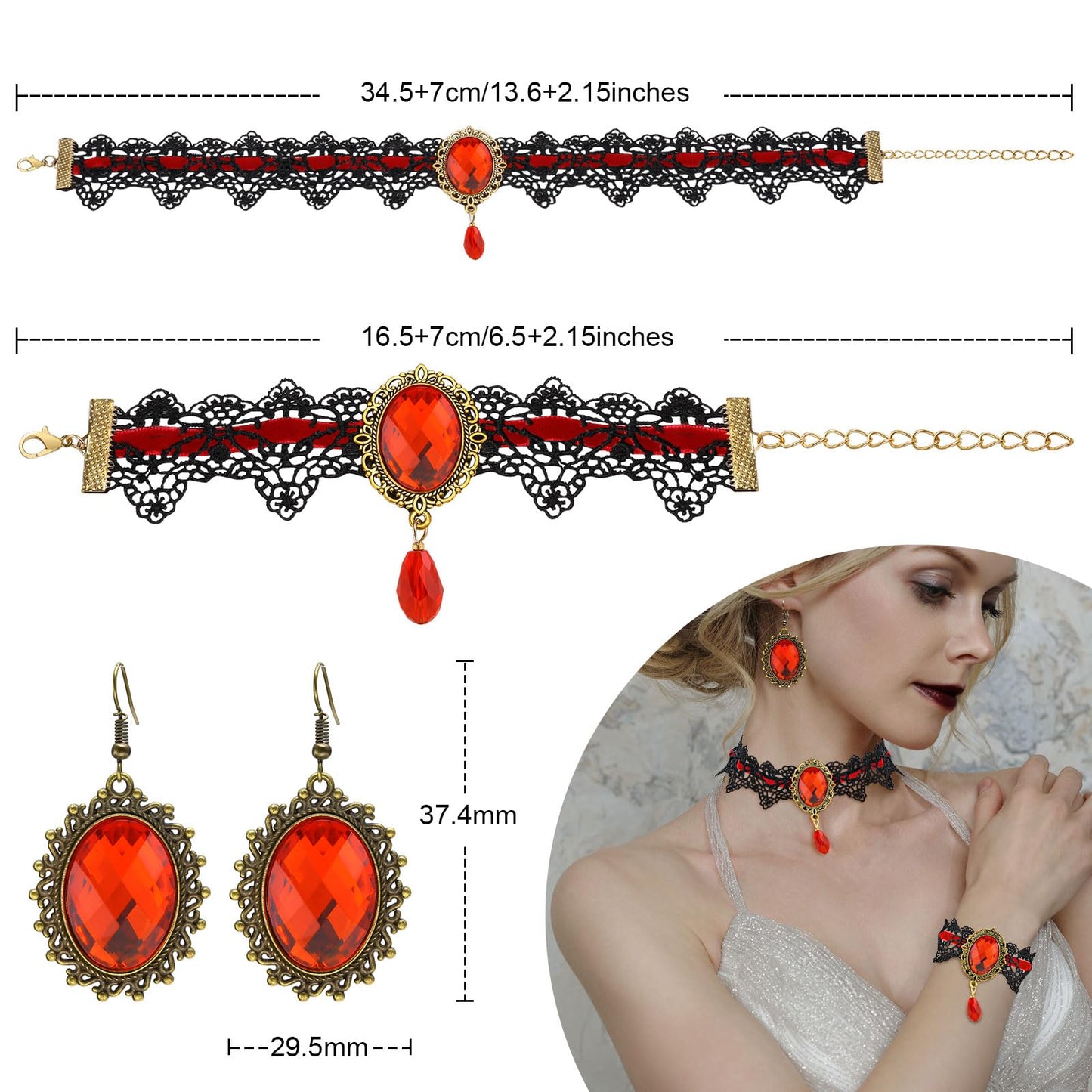 Halloween Goth Witch Jewelry Set