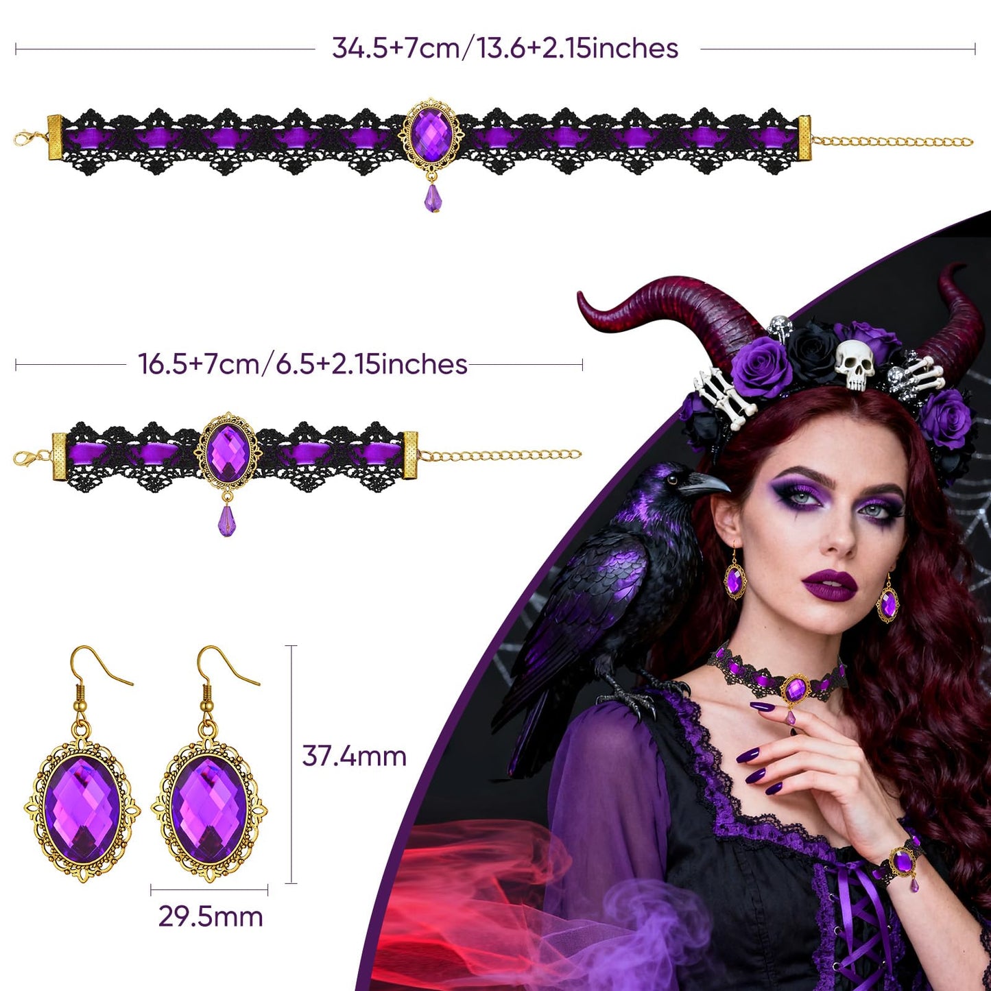 Halloween Goth Witch Jewelry Set