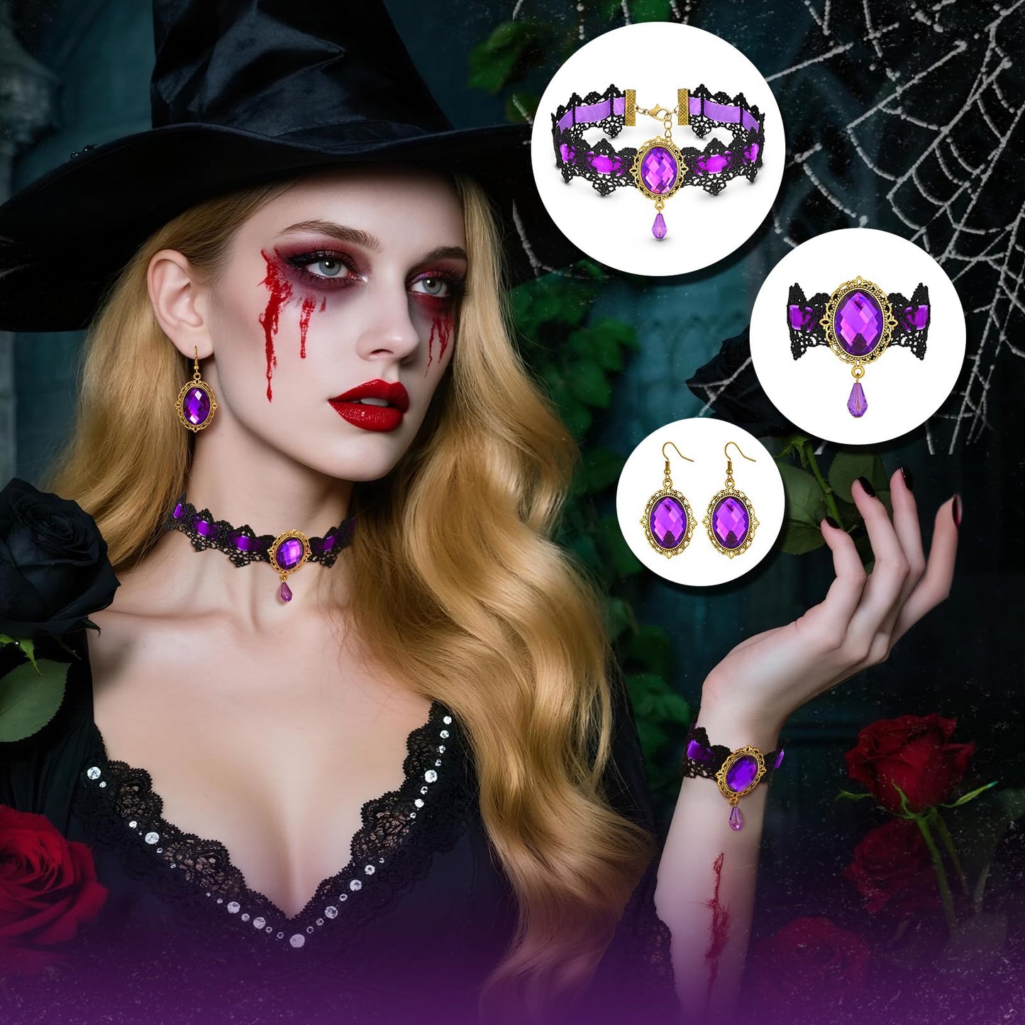 Halloween Goth Witch Jewelry Set