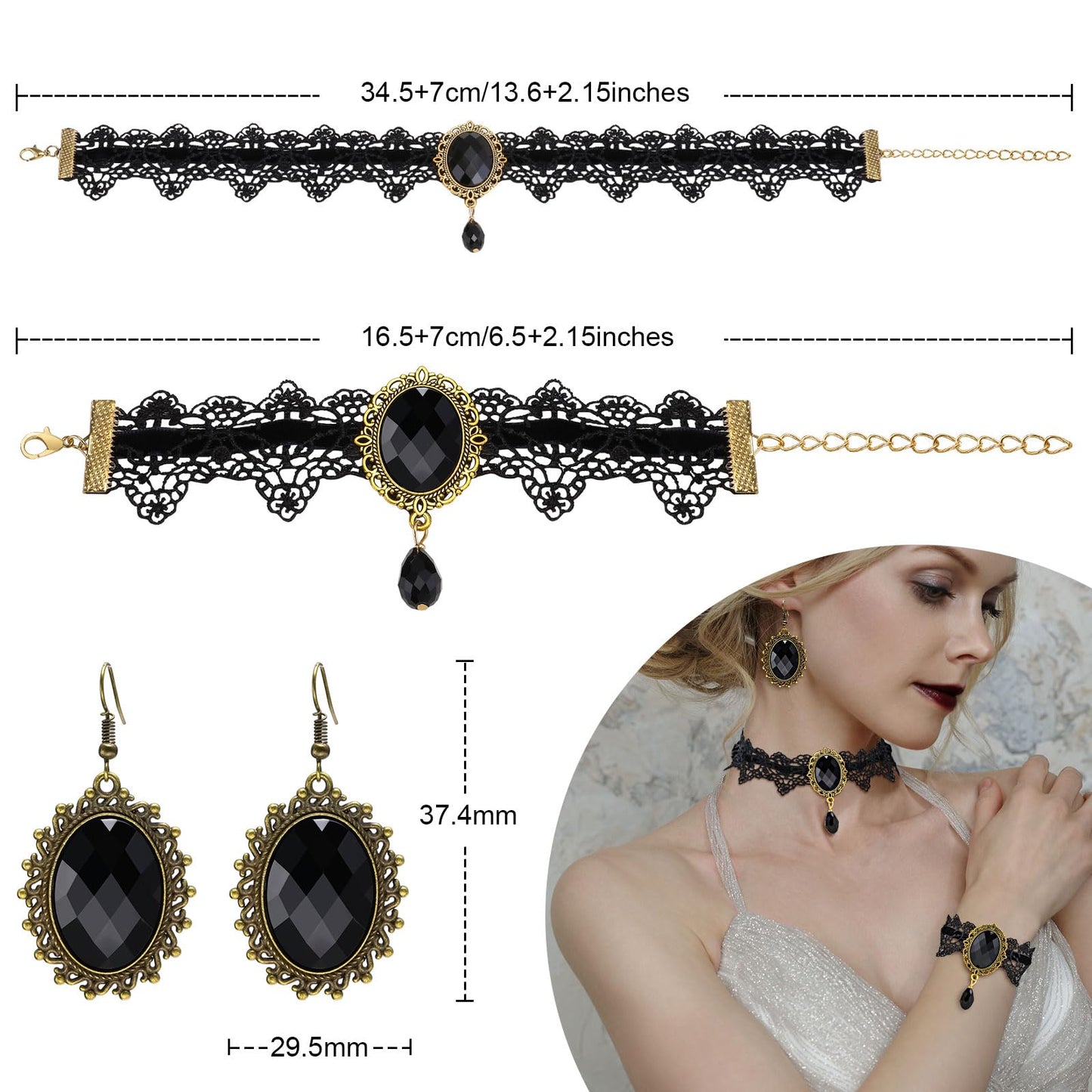 Halloween Goth Witch Jewelry Set