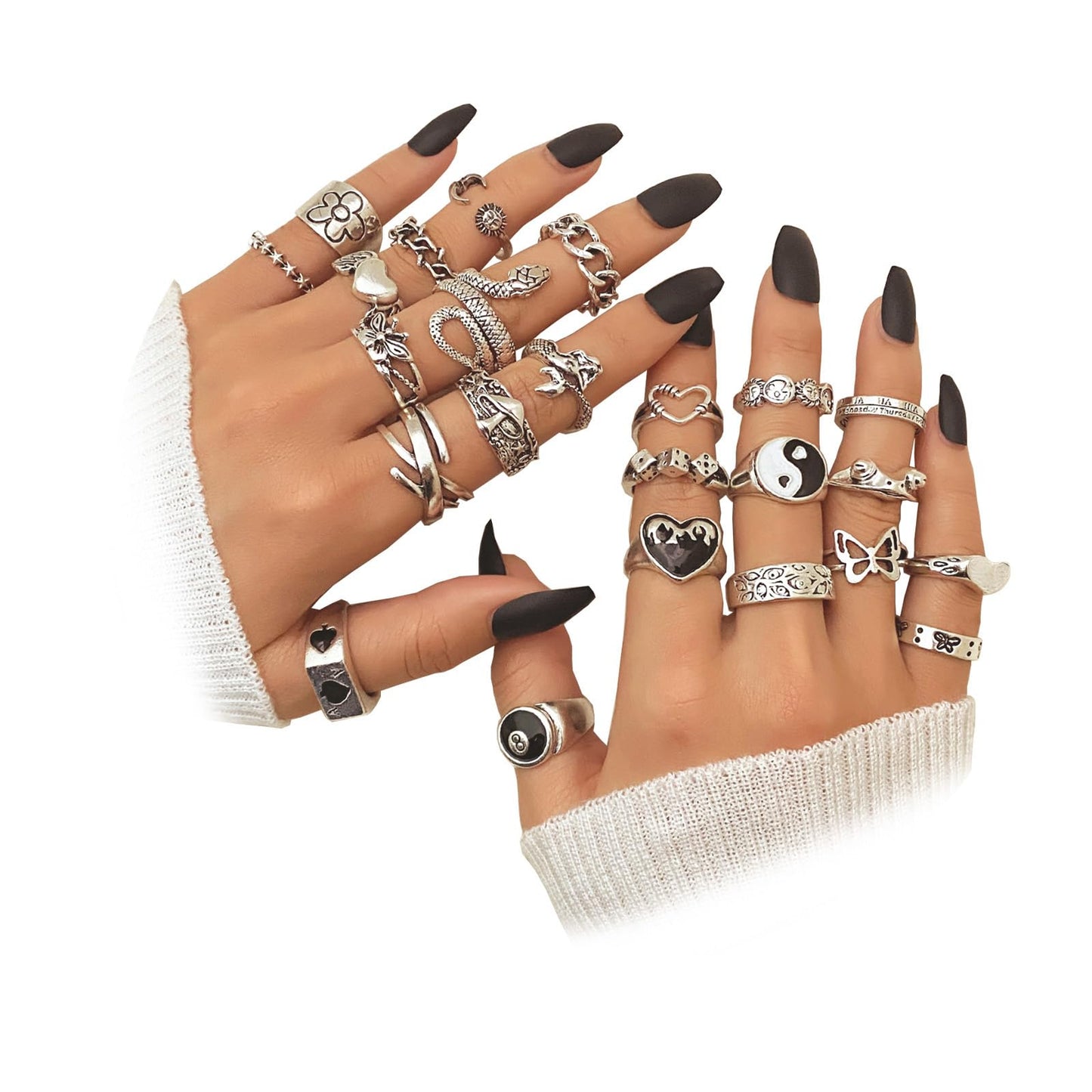 IFKM 25PCS Vintage Silver Knuckle Ring Set
