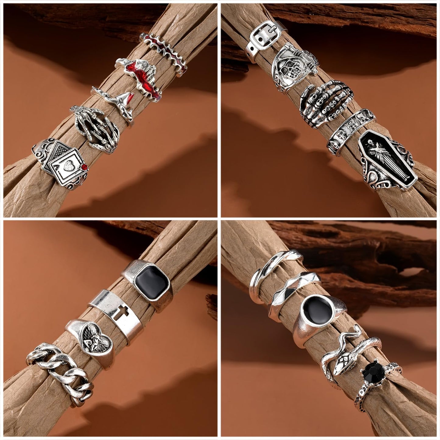 IFKM 25PCS Vintage Silver Knuckle Ring Set