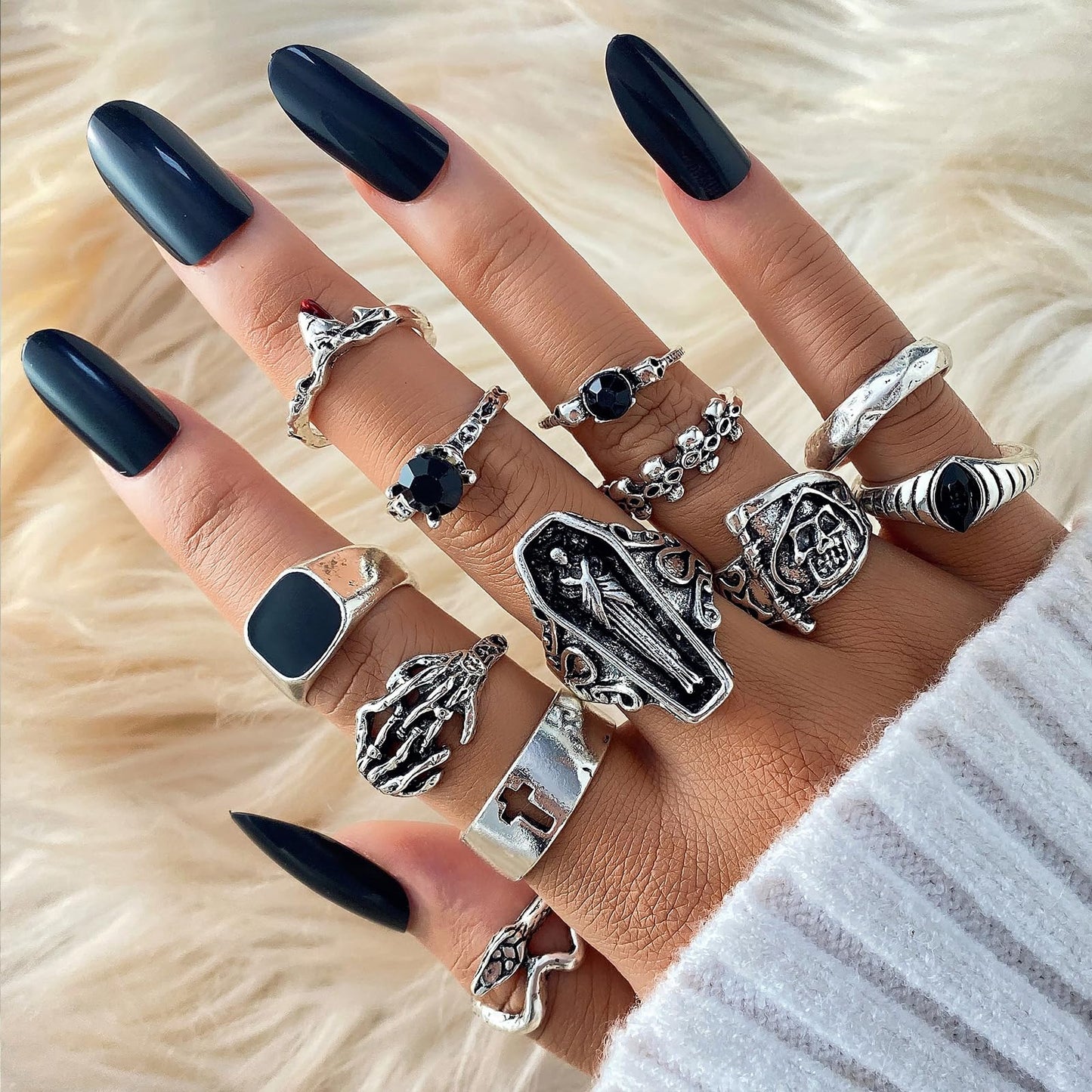 IFKM 25PCS Vintage Silver Knuckle Ring Set