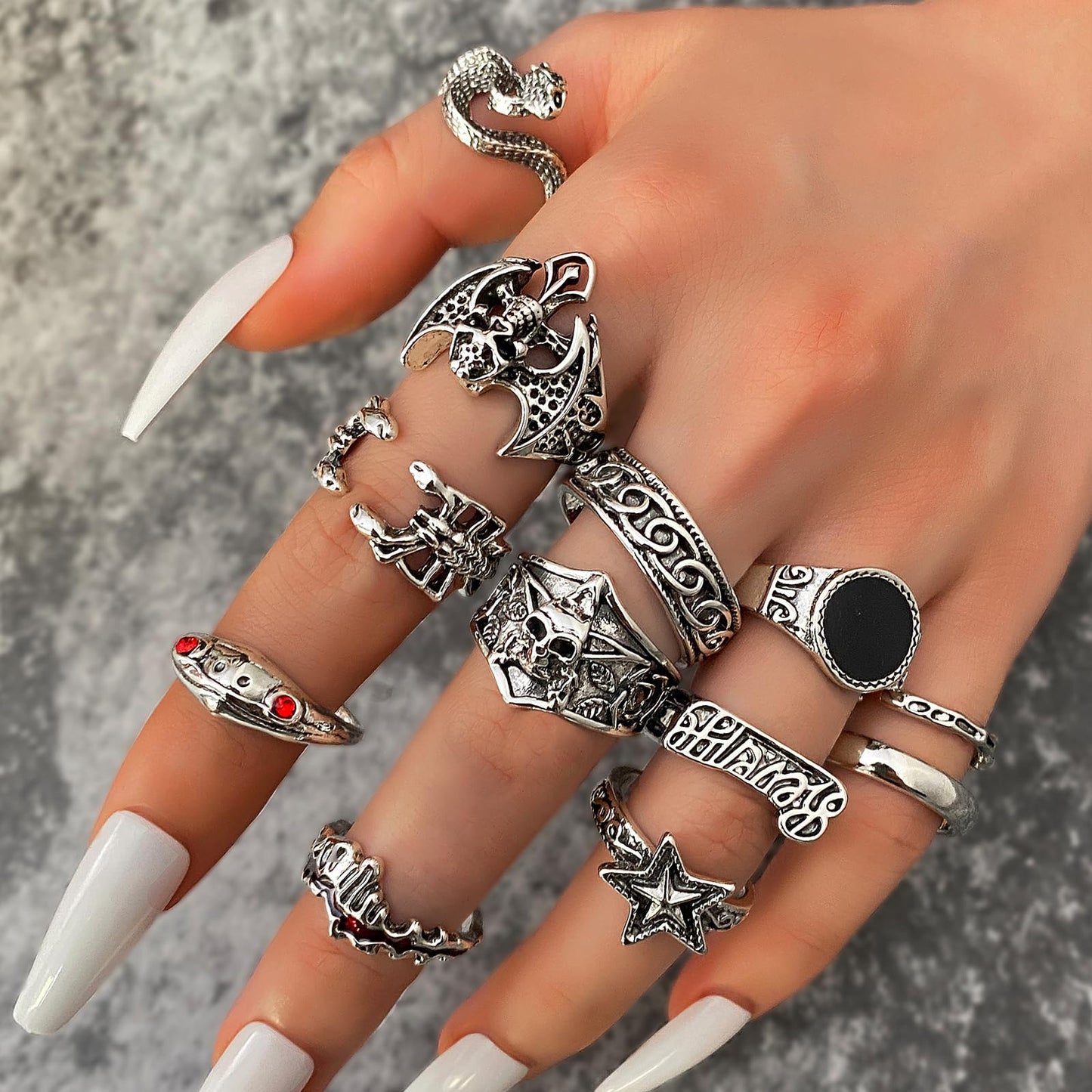 IFKM 25PCS Vintage Silver Knuckle Ring Set
