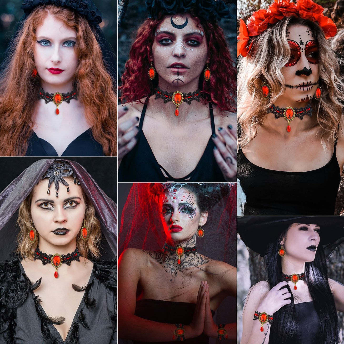 Halloween Goth Witch Jewelry Set