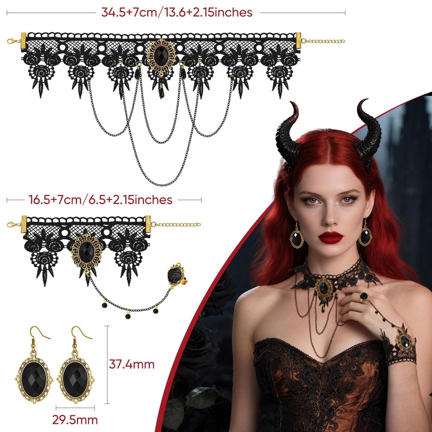 Halloween Goth Witch Jewelry Set