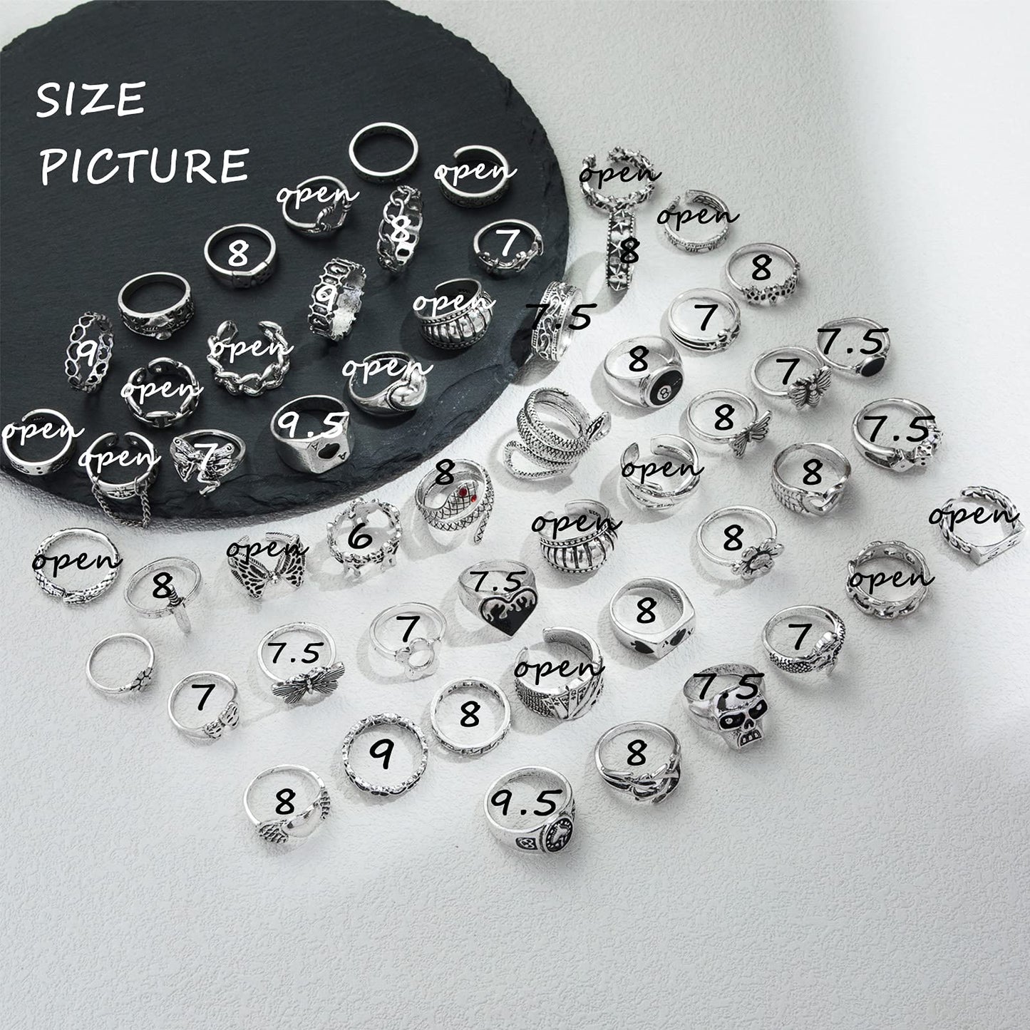 IFKM 25PCS Vintage Silver Knuckle Ring Set