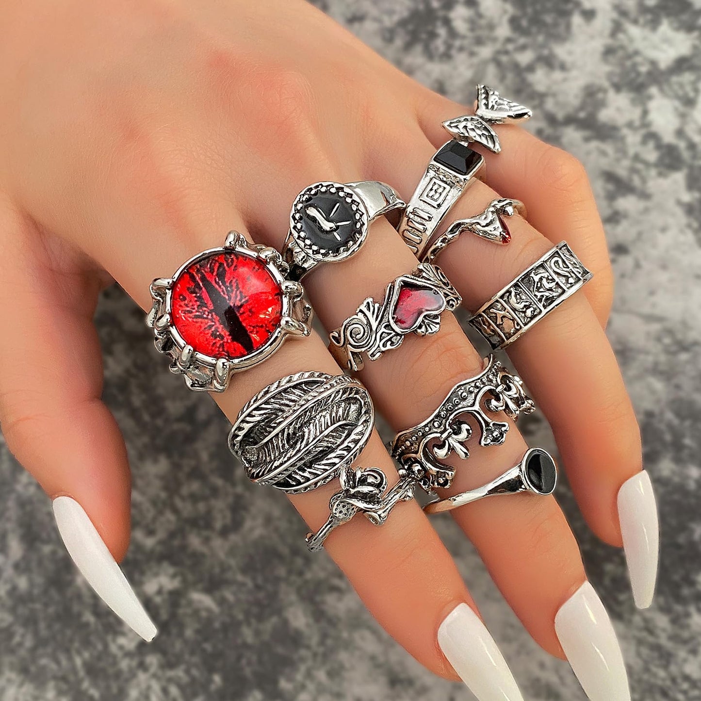 IFKM 25PCS Vintage Silver Knuckle Ring Set