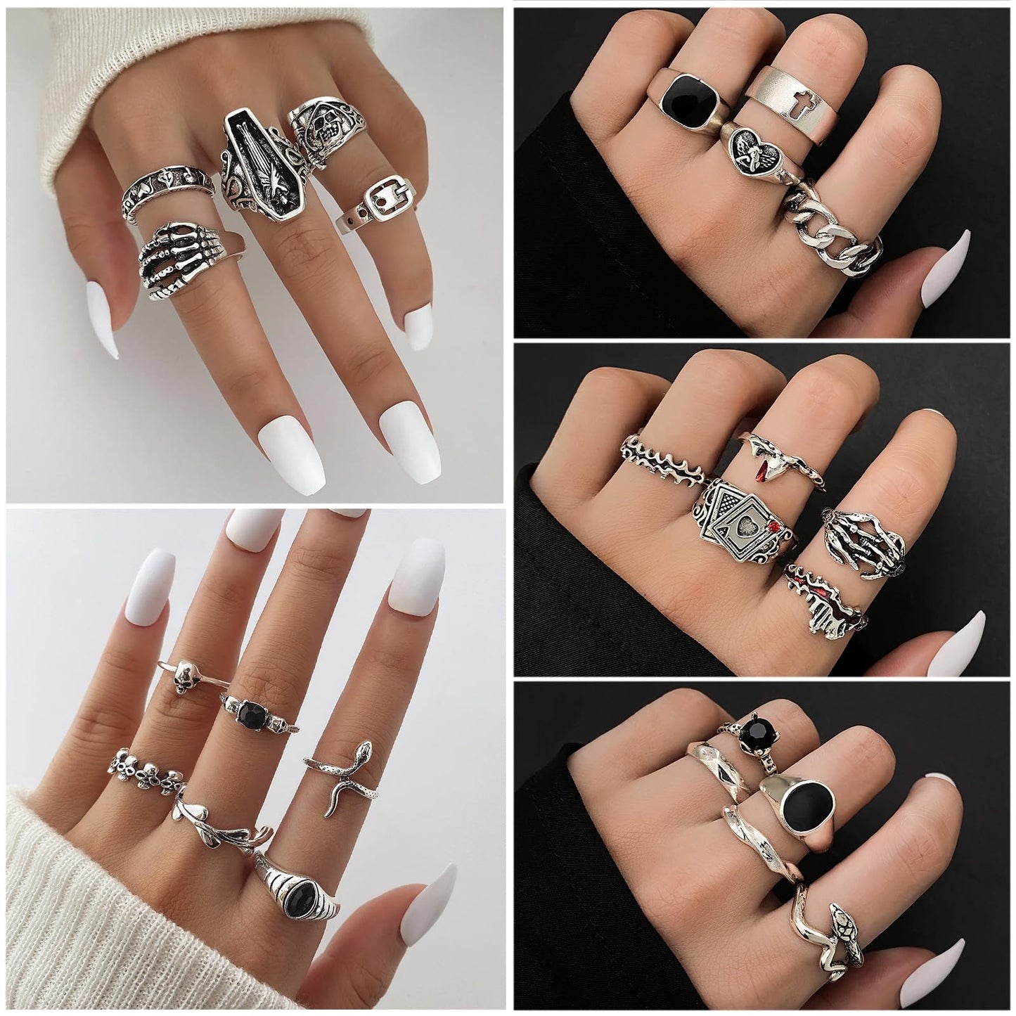 IFKM 25PCS Vintage Silver Knuckle Ring Set