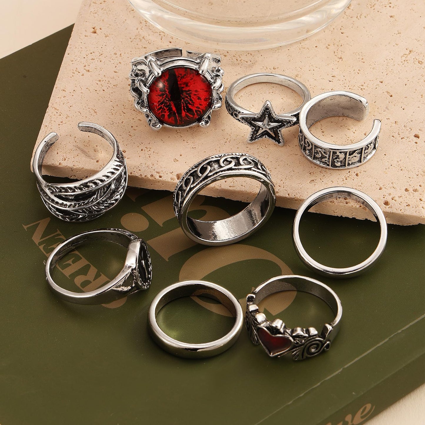 IFKM 25PCS Vintage Silver Knuckle Ring Set