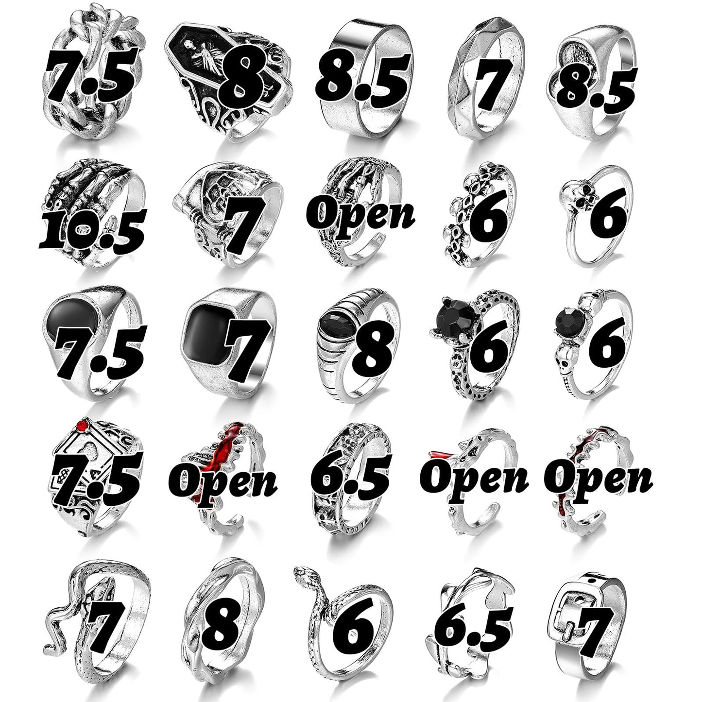 IFKM 25PCS Vintage Silver Knuckle Ring Set