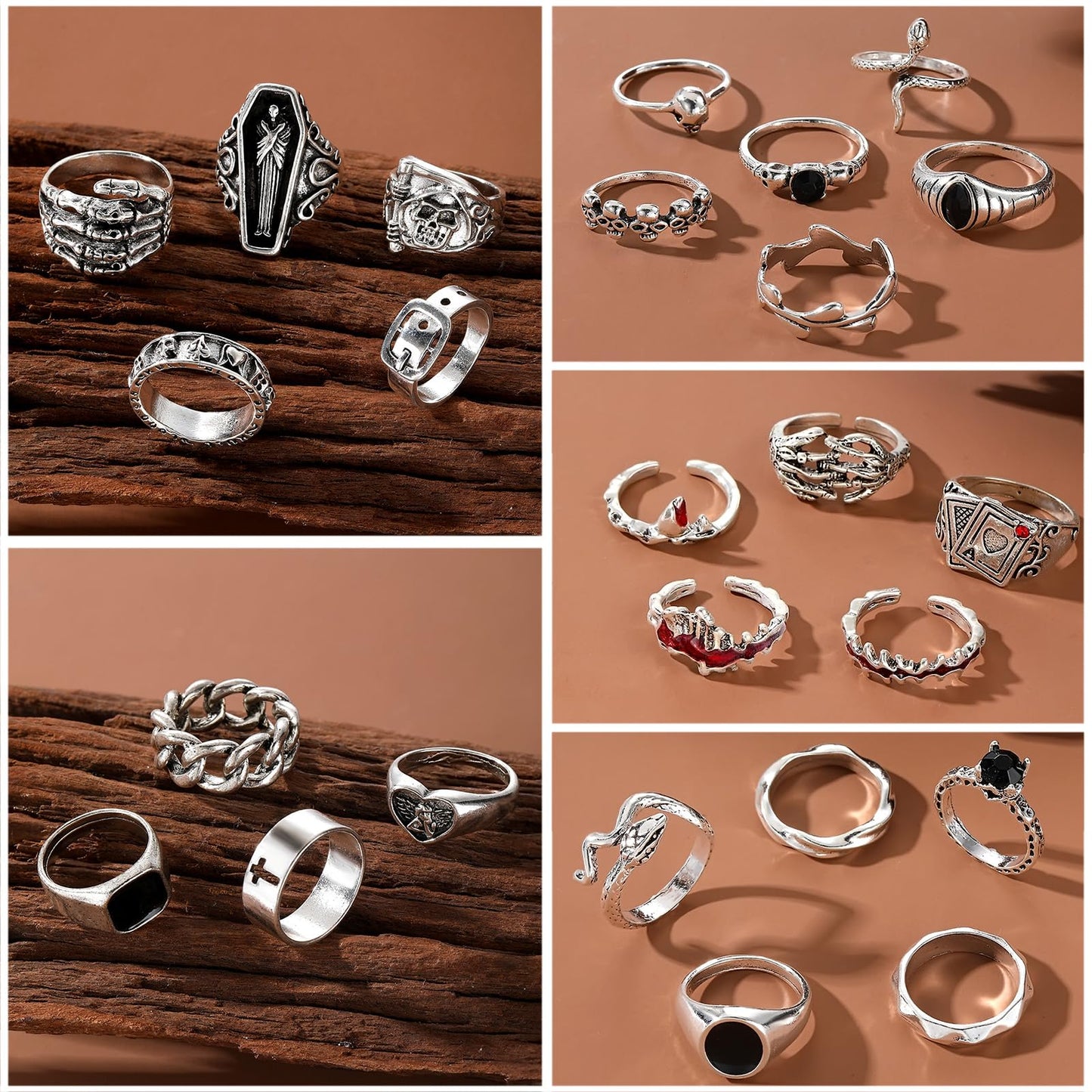 IFKM 25PCS Vintage Silver Knuckle Ring Set