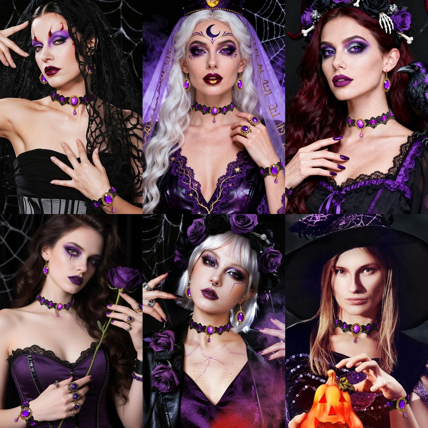 Halloween Goth Witch Jewelry Set