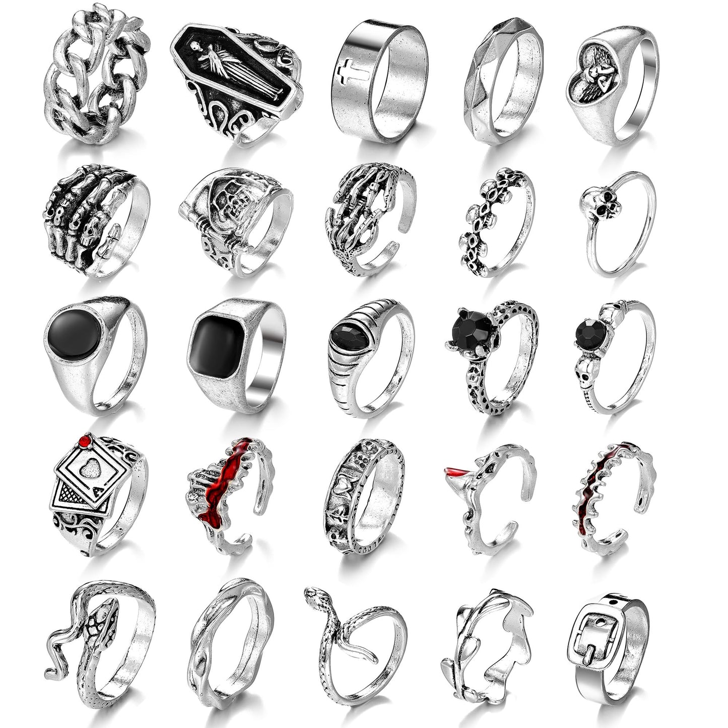IFKM 25PCS Vintage Silver Knuckle Ring Set