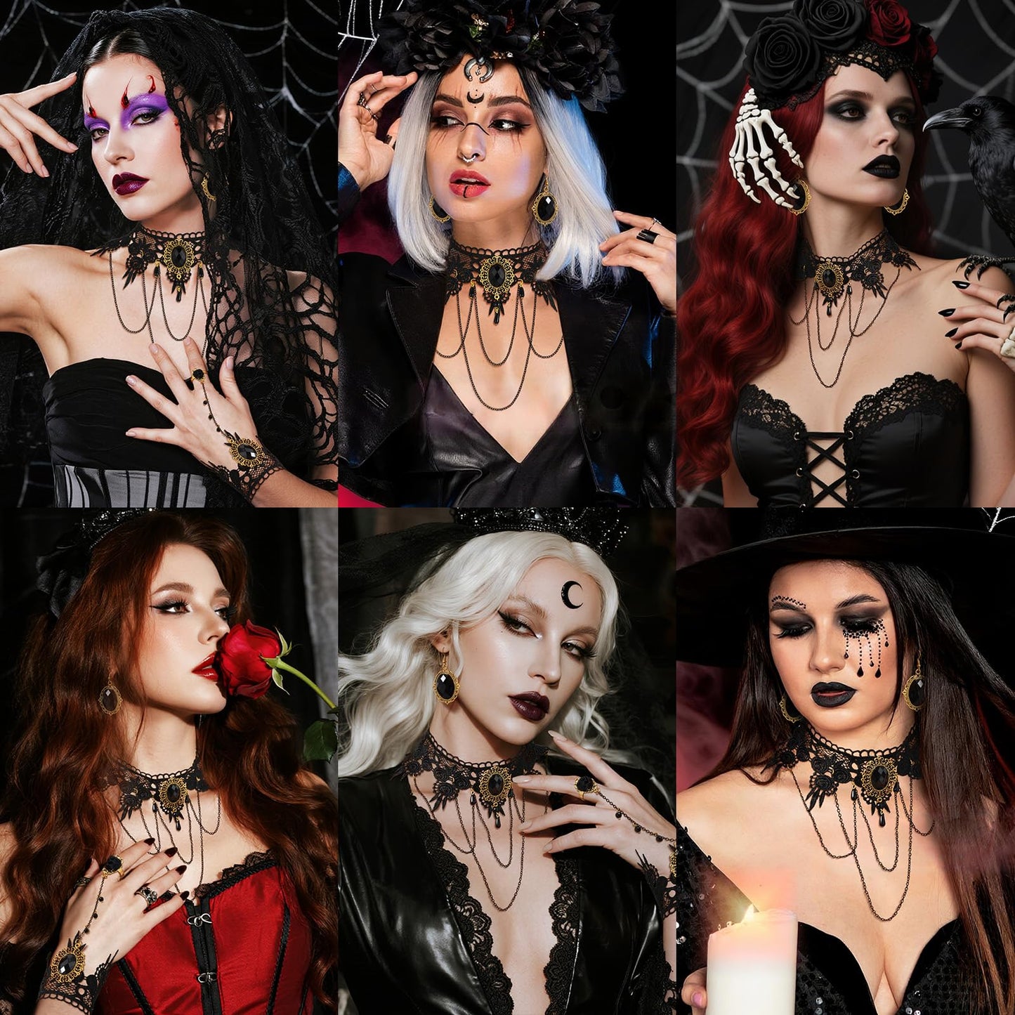 Halloween Goth Witch Jewelry Set