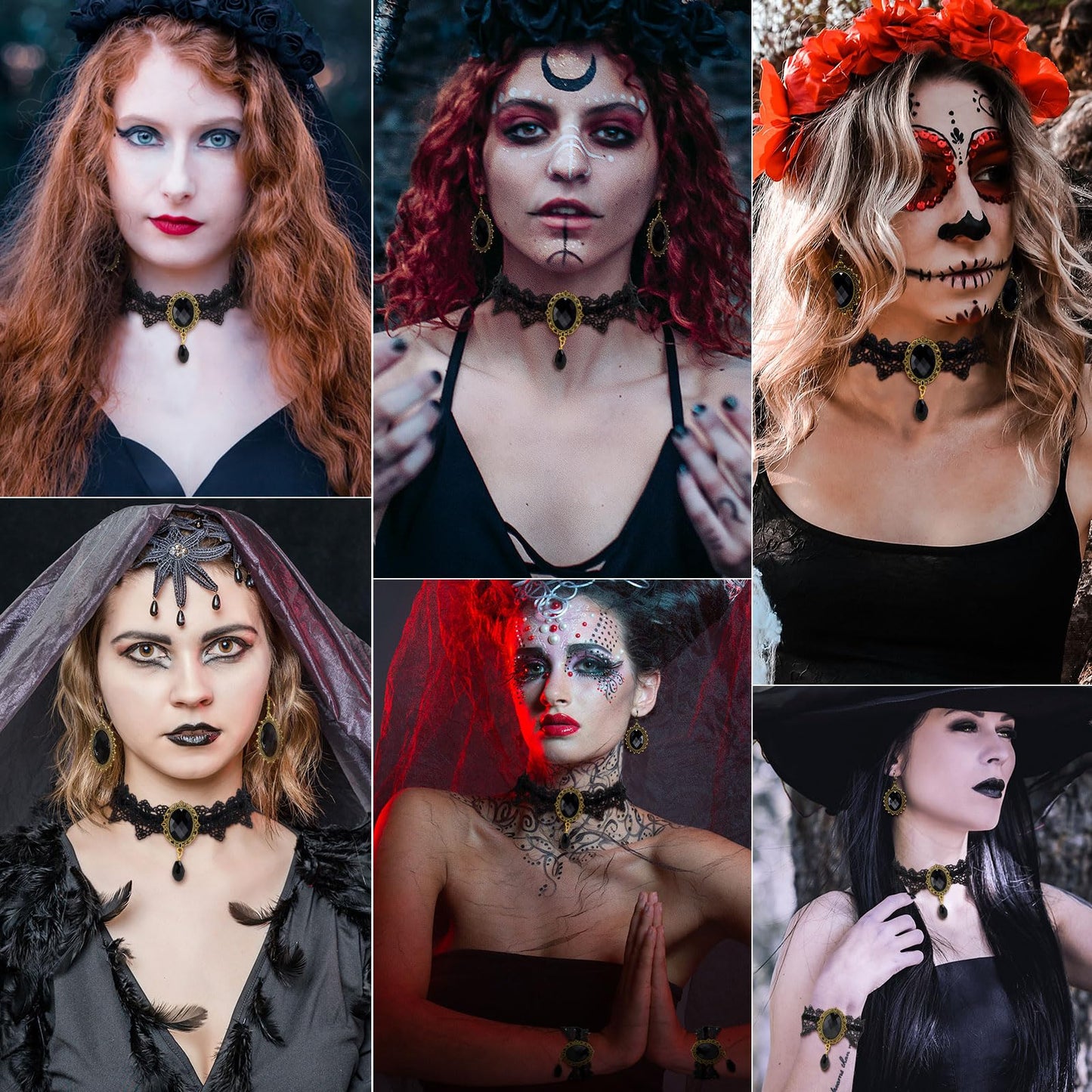Halloween Goth Witch Jewelry Set