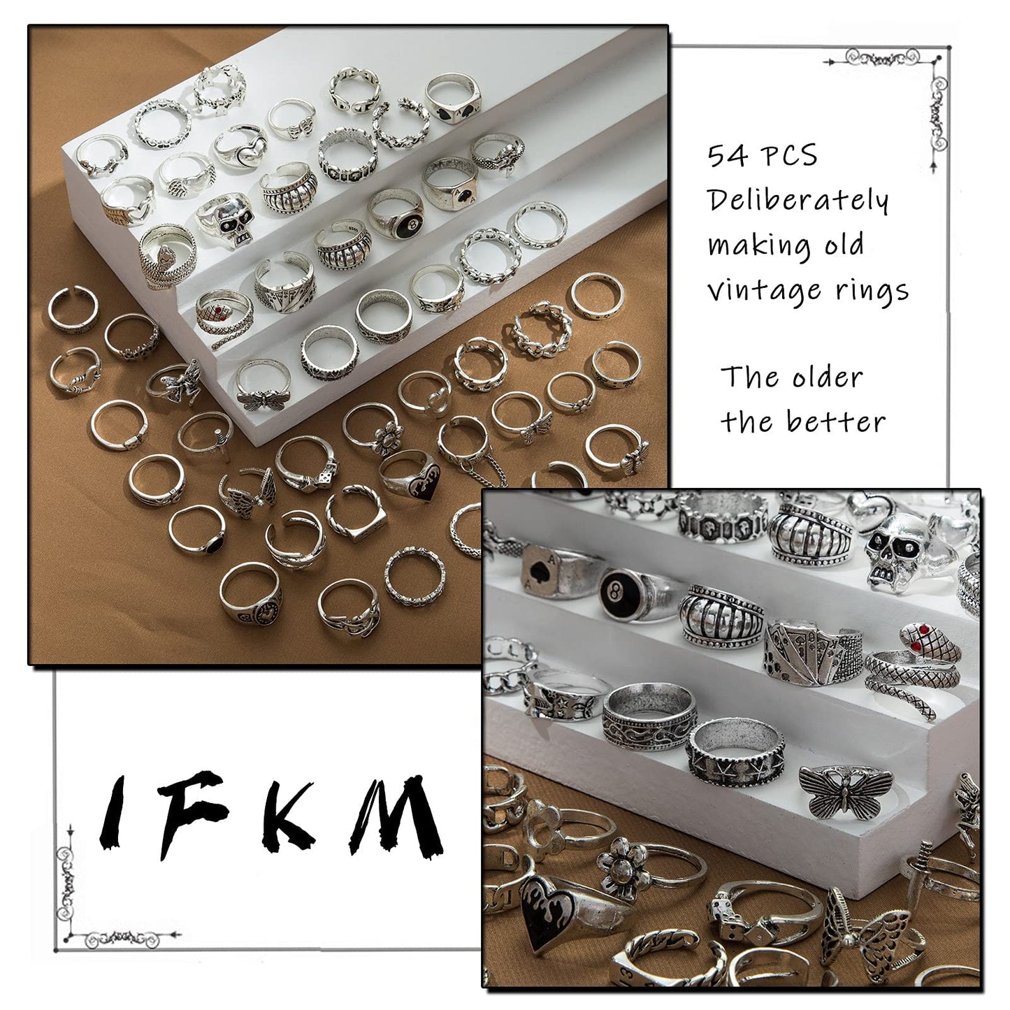 IFKM 25PCS Vintage Silver Knuckle Ring Set