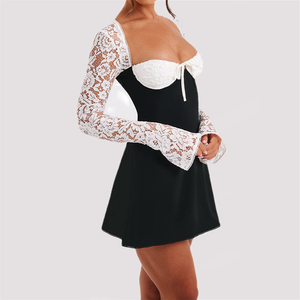 Fashion Corset Lace Long Sleeve Dress Women Clothing