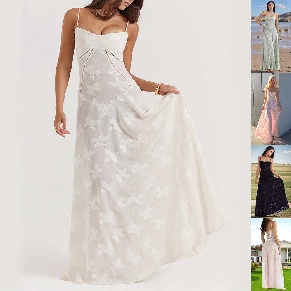 Sexy Flowers Lace Suspender Dress Summer Fashion