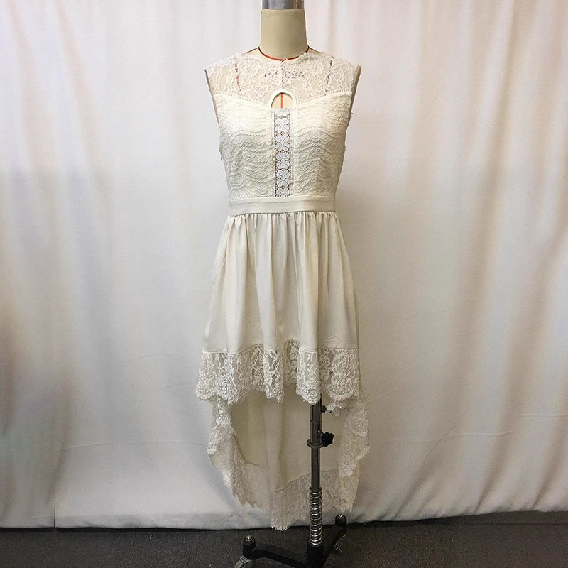 Womens Sleeveless Lace Floral Hollow Out Dress