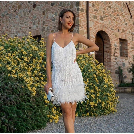 Women V Neck Spaghetti Strap Stitching Dresses