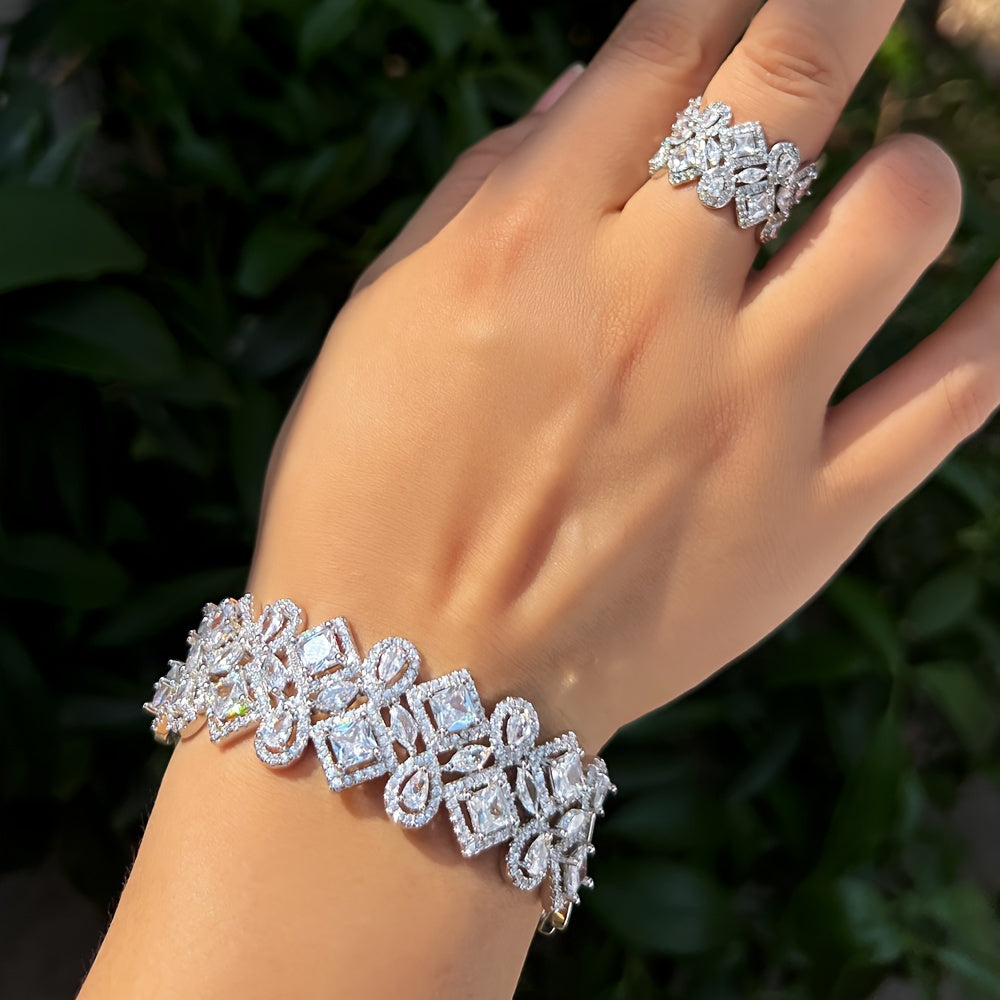 Vintage-Inspired Square Zirconia Bridal Set