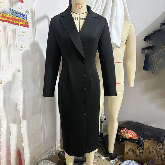 Womens V Neck Blazer Midi Dress