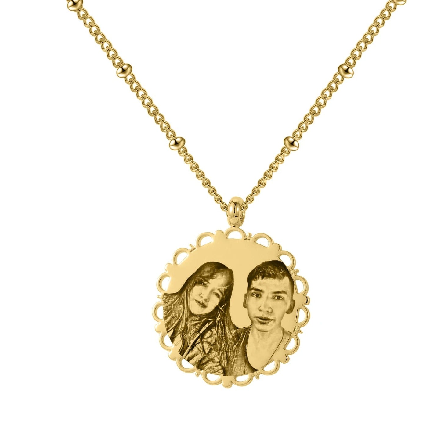 Customized Engraved Photo Stainless Steel Lace Necklace