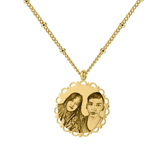 Customized Engraved Photo Stainless Steel Lace Necklace