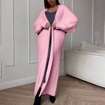 Womens Furry Long Cardigan Duster