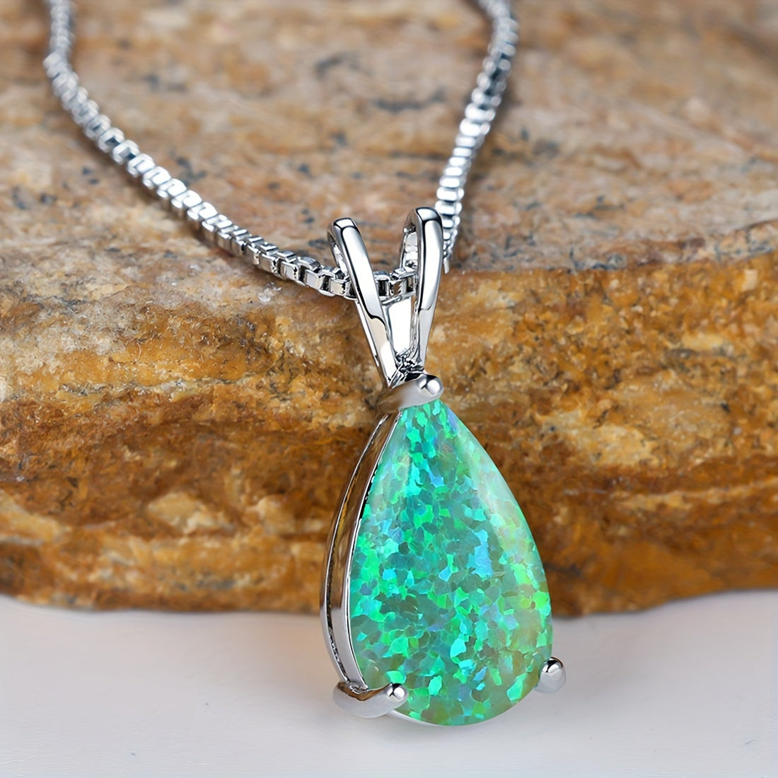 Exquisite Water Drop Opal Pendant Necklace