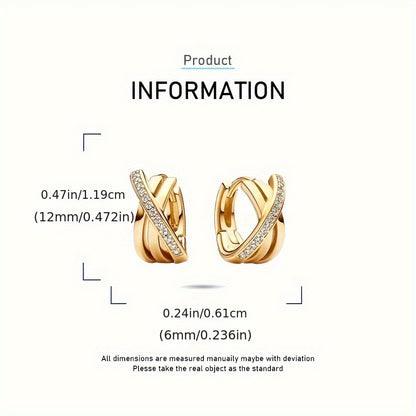 925 Silver Yellow Golden Crossover Earrings