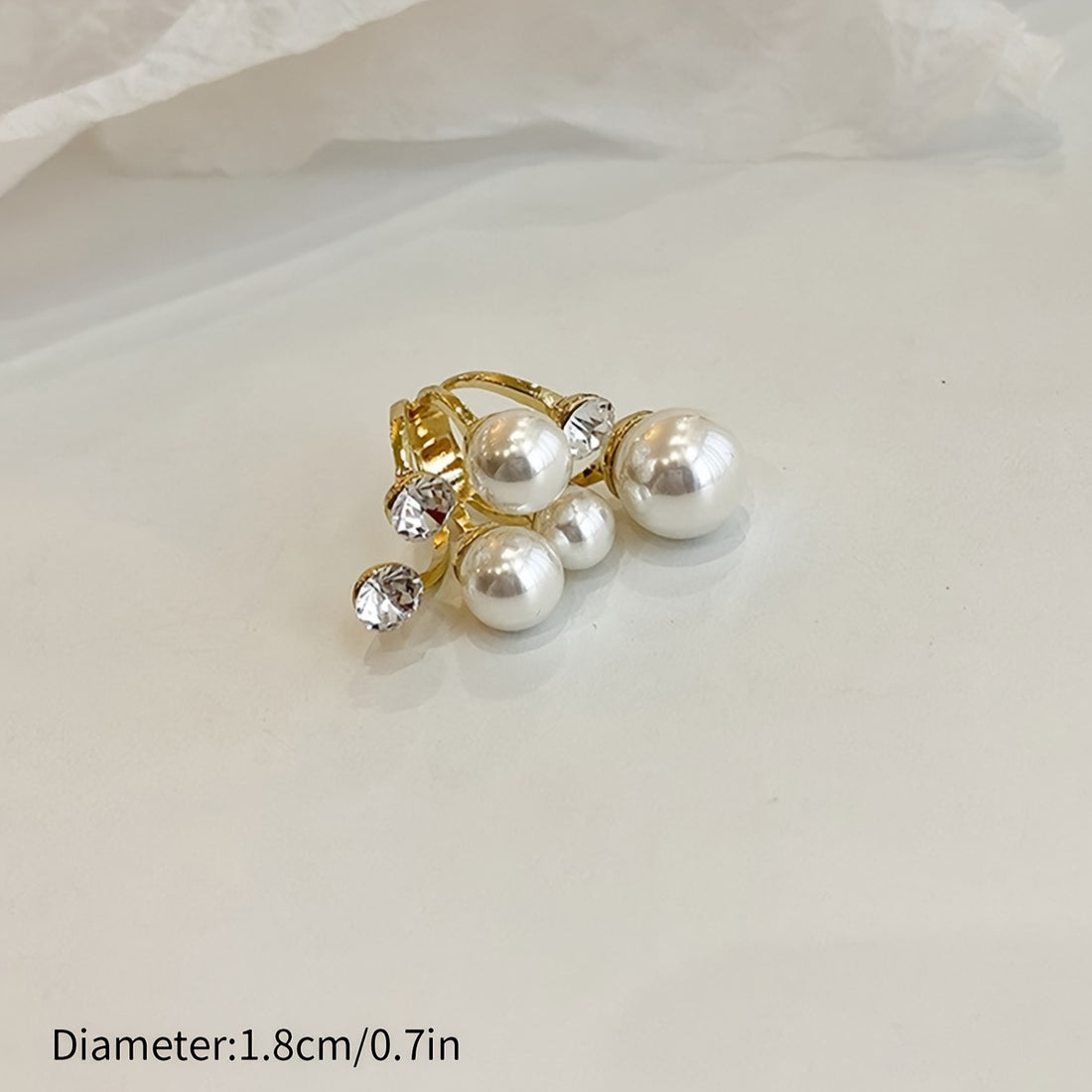 Exquisite Faux Pearl & Rhinestone Irregular Temperament Ring