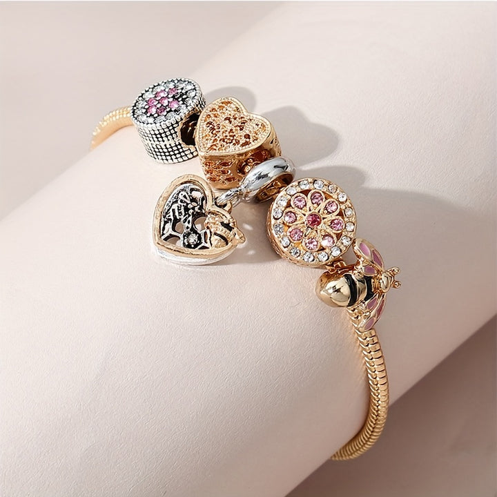 Exquisite Golden Alloy Charm Bracelet