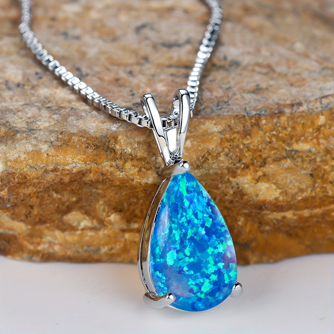 Exquisite Water Drop Opal Pendant Necklace