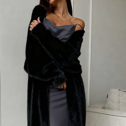 Womens Furry Long Cardigan Duster