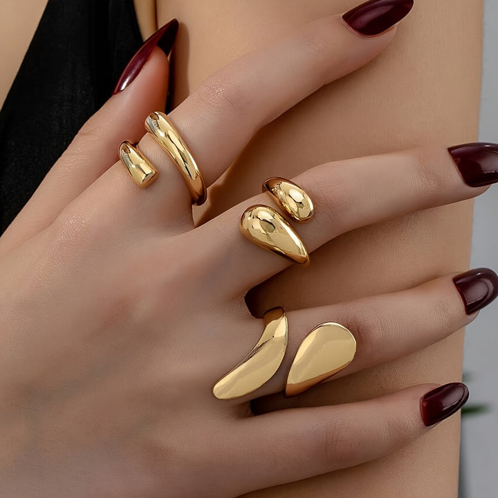 Elegant Geometric Drop Ring Set