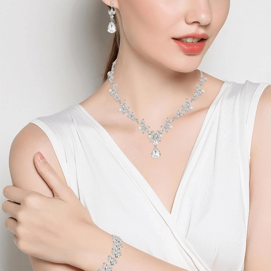 Austrian Crystal Choker Necklace Earrings Bracelets